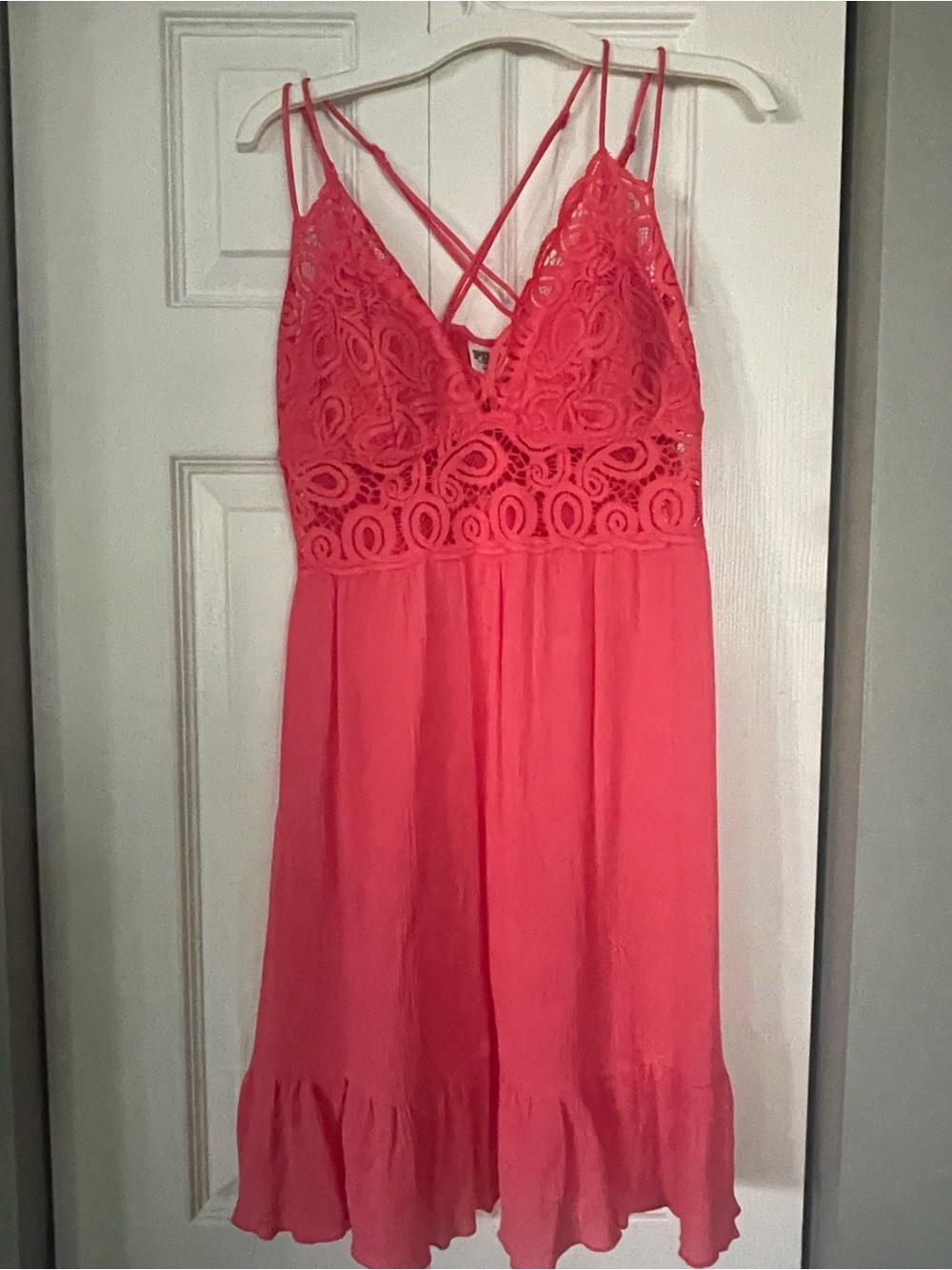 PINK Victoria's Secret Coral Pink Lace Bodice Sundress